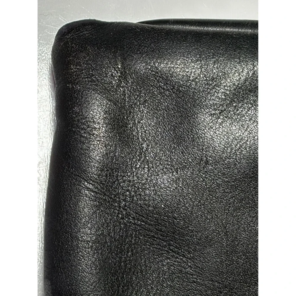 Vtg 80s Black Leather Clutch Bag Oversized Evening Purse Magnetic Snap‎ DMGD